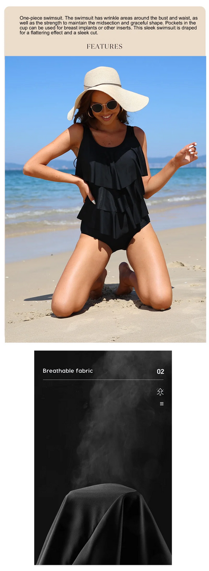 Woman Pocketed Swimwear Mastectomy